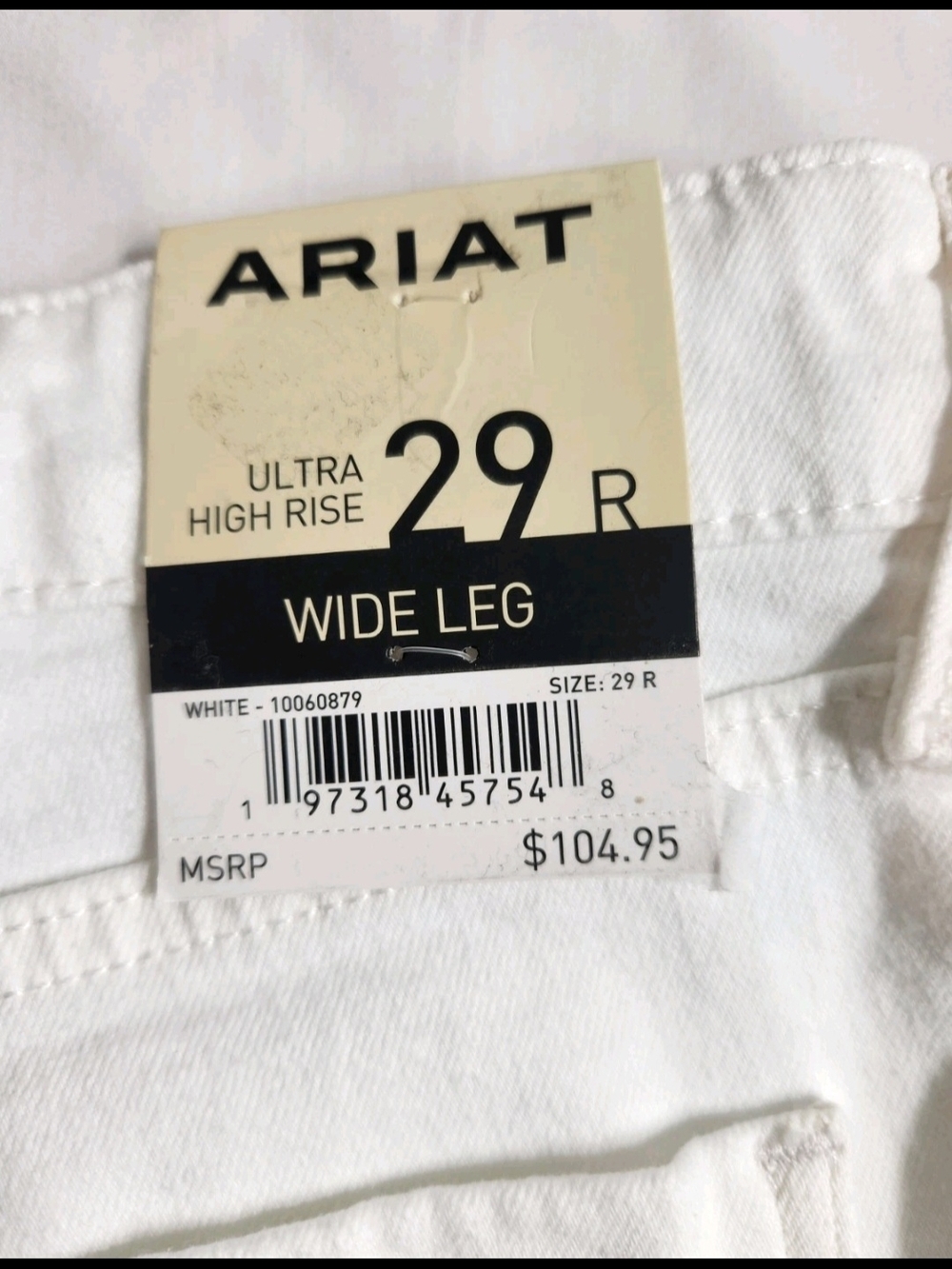 Ariat Wide Leg Jeans Women's Size 29 R White Ultra High Rise Stretch Crop NWT 54 - Picture 14 of 15